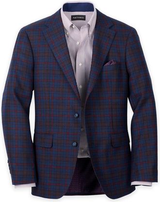 Paul Fredrick Wool Plaid Single Breasted Notch Lapel Sport Coat