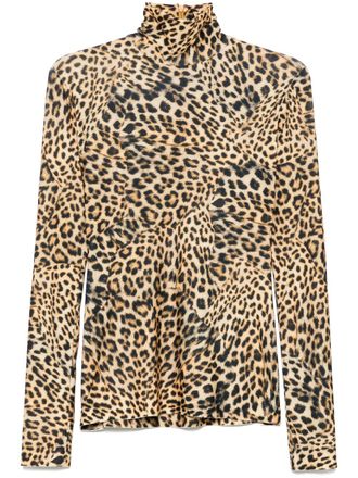 Norma Kamali long-sleeve turtleneck top - women - Polyester/Spandex/Elastane - M - Neutrals