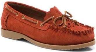 Free People Lagoon Cutout Boat Shoe in Rust Suede at Nordstrom, Size 7.5