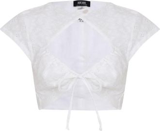 Amir Slama x Jade Picon eyelet tie blouse - White