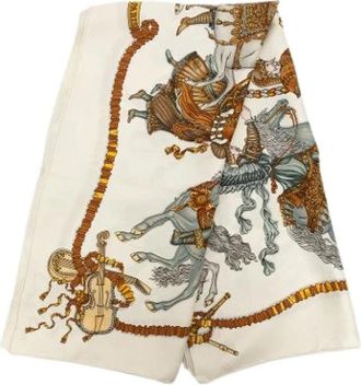 Herm&egrave;s Pre-owned Les Fetes du Roi Soleil Zijden Sjaal - Dames - Vintage Accessoires - Wit - ONE Size - Vintage