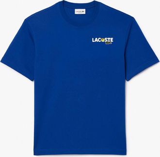 Lacoste Mens Heavy Cotton Print Back T-Shirt - Blue - Size: 36