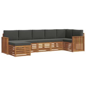 vidaXL Conjunto De Sof&aacute; Seccional Con Coj&iacute;n 7 Pcs Natural Y Antracita Vidaxl