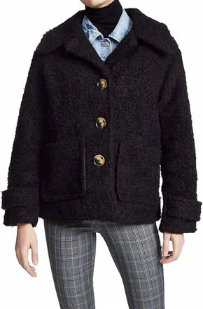 Free People So Soft Cozy Peacoat In Black