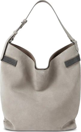 Brunello Cucinelli Borsa tote Monili in pelle scamosciata - Grigio
