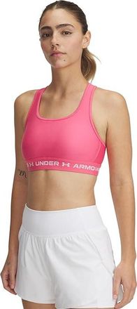 Under Armour Crossback Mid Impact Bra Womens Lingerie Super Pink/White : LG (US 12-14), Polyester/Elastane