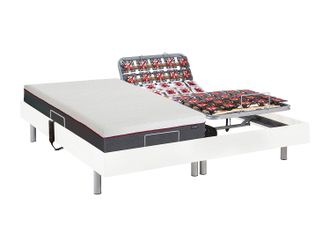 Vente-Unique Letto relax elettrico sole sospensioni Materasso memory Motori OKIN 2 x 90 x 200 cm Bianco - ATRIDE di YSM&Eacute;E