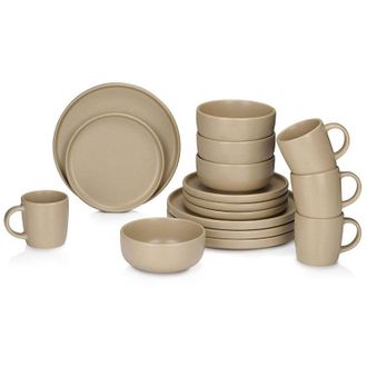 Alpina Servizio per la colazione in ceramica taupe da 16 pezzi
