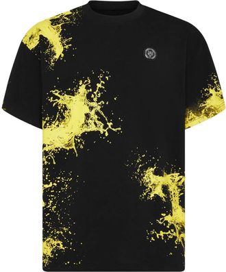 Plein Sport T-Shirt Round Neck Ss Splash - Heren - Sportshirts - Zwart - S - Katoen - Fitness