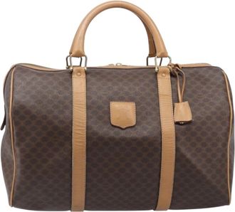 Celine Vintage Duffle Macadam Coated Canvas Brown Canvas Handbag (Pre-Owned)