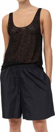 St.Agni Glass Beaded Mesh Top In Jet Black