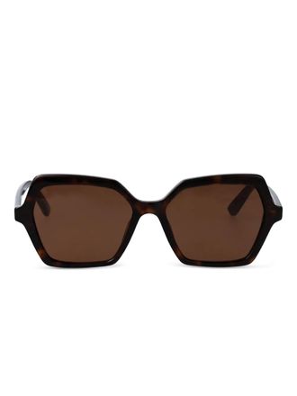 Alexander McQueen Eyewear AM0537S geometric-frame sunglasses - women - Recycled Acetate - 54 - Brown