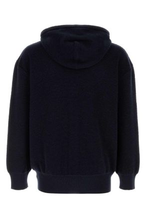 Loewe Mens Navy Blue Wool Cardigan Navyblue Exterior: Felpe Sweater