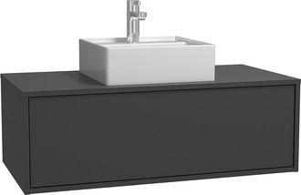 Vente-Unique Mueble flotante de baño en gris antracita con lavabo - 94 cm - TEANA II