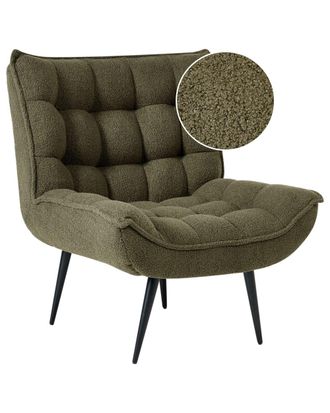 Beliani Sill&oacute;n Boucl&eacute; Verde oscuro