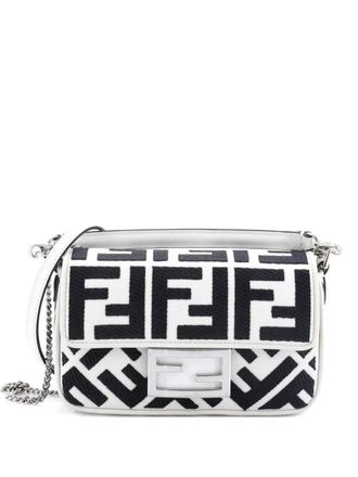 Fendi Baguette NM Bag Zucca Embroidered Canvas Mini crossbody bag - Nero