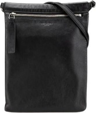 Saint Laurent Pre-owned Cross Body Bags, female, Black, Size: ONE SIZE Pre-owned Leather Crossbody Bag