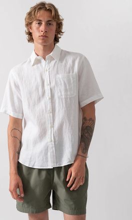 Colorful Standard Mens Colorful Standard Mens Short Sleeve Linen Shirt - Optical White - Size: 38/Regular