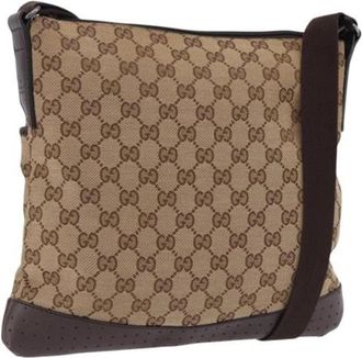 Gucci Pre-owned Vintage GG Canvas Shoulder Bag - unisex - Vintage Schoudertas - Bruin - ONE Size - Leer - Vintage
