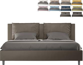 Les Tendances Les Tendances - Letto Matrimoniale King Size Rivestito In Similpelle - Antea - Dimensione Rete: 200x200 - Colore: Cappuccino - Tipologia Letto: Con Re