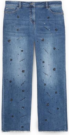 Fiorella Rubino Rechte jeans met decoratieve applicaties - Dames - Regular Fit Jeans - Blauw - XL - Katoen - Jeans