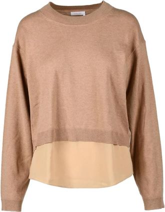 See By Chlo&eacute; Maglia - Dames - Ronde hals truien - Bruin - M - Katoen - Truien & Vesten