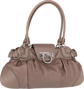 Ferragamo Gancini Leather Beige Leather Handbag (Pre-Owned)