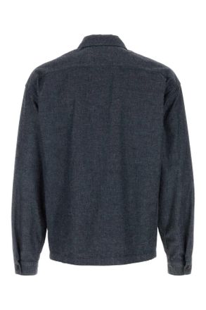 Prada Mens Blue Chambray Shirt Bleu Exterior: Cotton Camicie