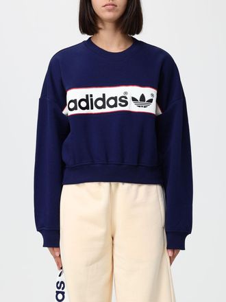 adidas Felpa girocollo in misto cotone relaxed fit con logo a contrasto