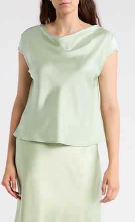 Renee C Cowl Neck Cap Sleeve Satin Top in Pistachio at Nordstrom Rack, Size X-Small