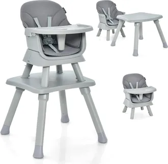 Costway Seggiolone Pappa Per Bambini 6 In 1, Seggiolone Per Neonati Convertibile, Tavolo Per Costruzioni Per Bambini, Con Imbracatura A 5 Punti, Per Bambini D