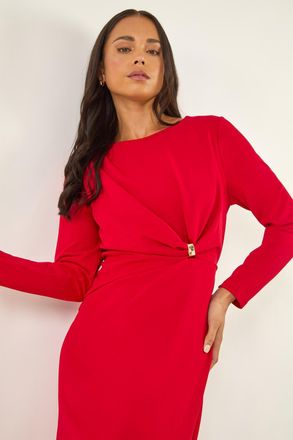 Roman Gathered Stretch Midi Dress