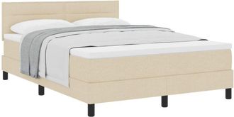 vidaXL Box Spring Bed with Mattress Cream 140 x 190 cm Fabric vidaXL