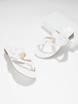 Talbots Camy Buckle Slides - White - 10M Talbots