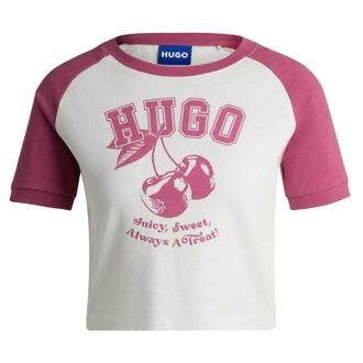 HUGO BOSS Hugo Dames/Dames Crew Hals T-shirt met Korte Mouwen (Medium Roze)