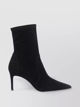 Stuart Weitzman elasticized pointed toe stiletto heel ankle boots
