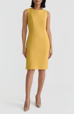 Kasper Pebble Crepe Seamed Sheath Dress in Butterscotch at Nordstrom, Size 14