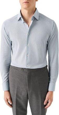 Eton Slim Fit Medallion 4Flex Fit Stretch Jersey Dress Shirt in Medium Blue at Nordstrom Rack, Size 16.5