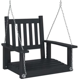 vidaXL Silla Columpio Jard&iacute;n Con Cadenas De Metal Madera Abeto Negro Vidaxl