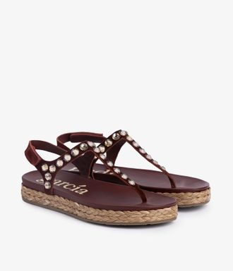 Pedro Garcia Burgundy crystal studded thong sandal | Judith| Spring Summer 26 | PEDRO GARCIA