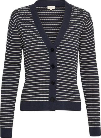 Part Two Navy Gestreepte Vest met V-Hals - Dames - Vesten - Veelkleurig - S - Katoen - Truien & Vesten