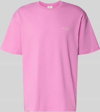 Les Deux T-Shirt mit Logo-Print Modell Crew in Pink, Gr&ouml;&szlig;e XXL