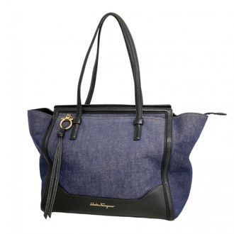 Ferragamo Navy Denim Tote Bag (Pre-Owned)