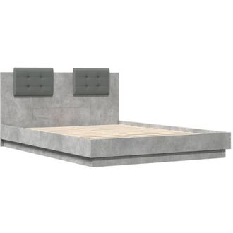 vidaXL Vidaxl - Cama Con Cabecero Madera De Ingenier&iacute;a Gris Hormig&oacute;n 140x200 Cm