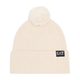 Emporio Armani Muts met Pompon - unisex - Accessoires - Beige - Maat: M Wol