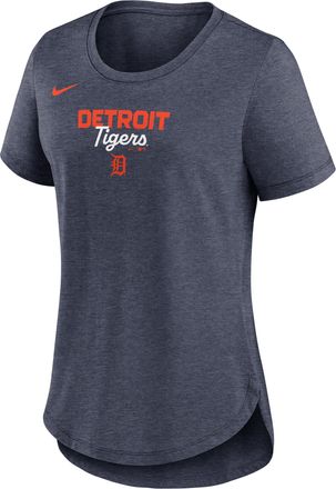 Nike Detroit Tigers Arched Team Name Nike Womens MLB T-Shirt in Blue | NKMVEX52DG-SVQ