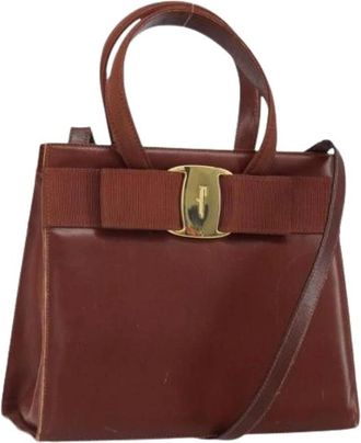 Ferragamo Pre-owned Handbags, female, Brown, Size: ONE SIZE Pre-owned Leather Handbag
