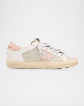 Golden Goose Super-Star Mixed Leather Low-Top Sneakers