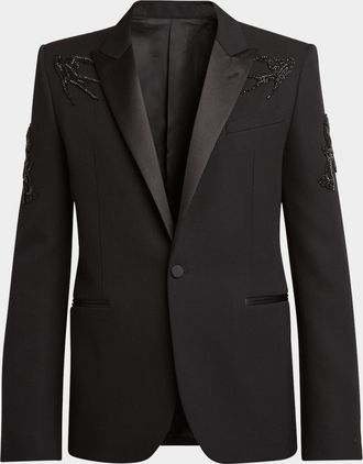 Alexander McQueen Mens Bead-Embellished Tuxedo Jacket