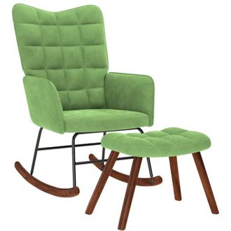 vidaXL Mecedora Con Taburete De Terciopelo Verde Claro Vidaxl